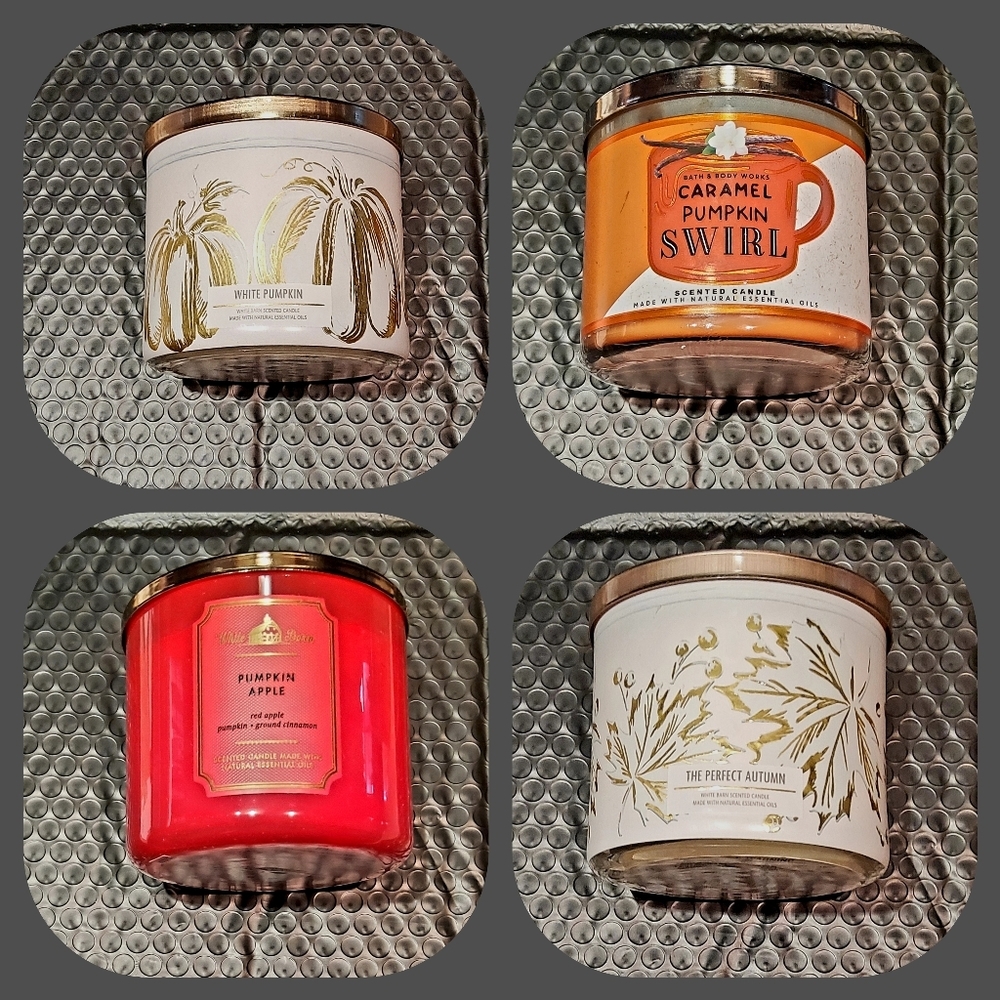 2 Bath & Body Works Pumpkin Scented 3 Wick Candles
